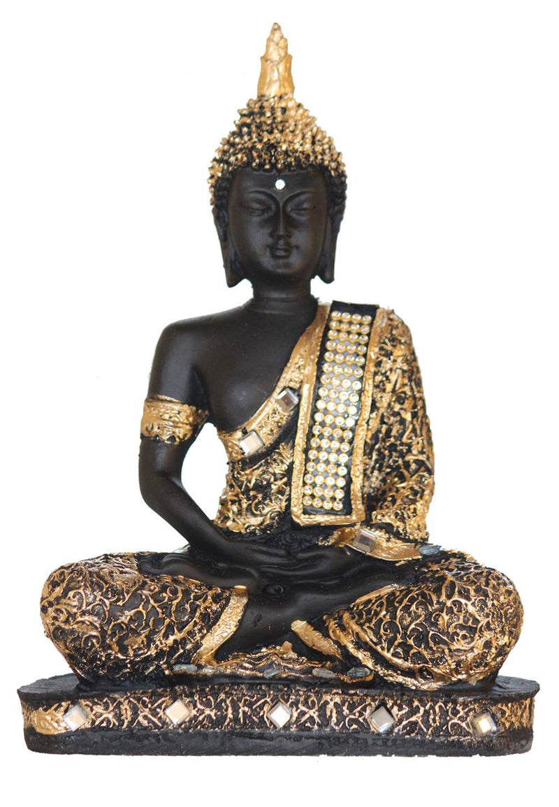 Mishtienterprises Plastic Gautam Buddha Statue, Standard, Black, 6.3 Inch