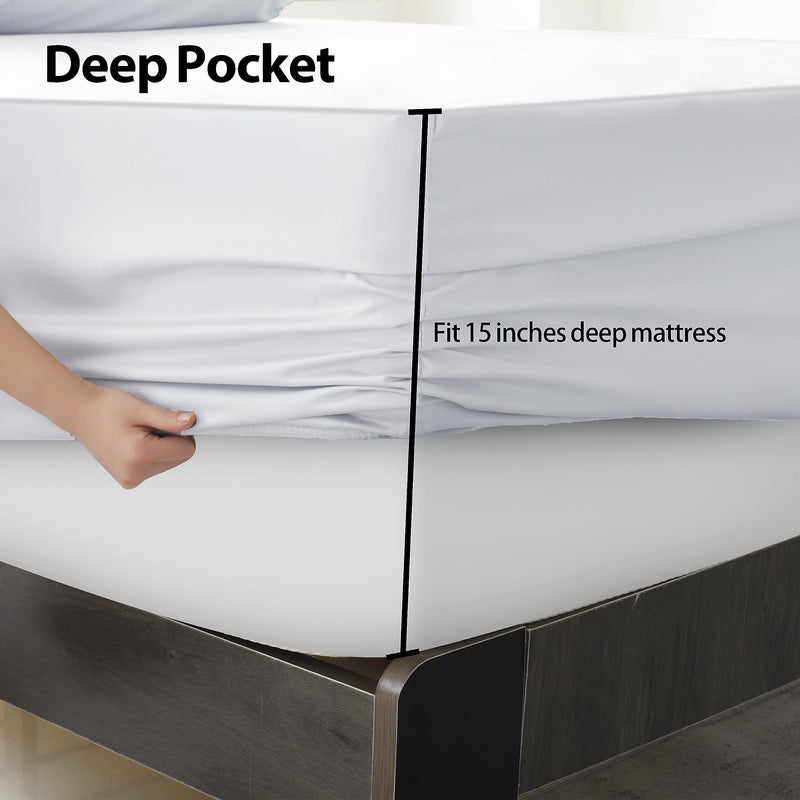 Fitted Sheet Queen 2Pack, 600 TC 18" Deep Pocket Egyptian Cotton Fitted Sheet (2, Queen)