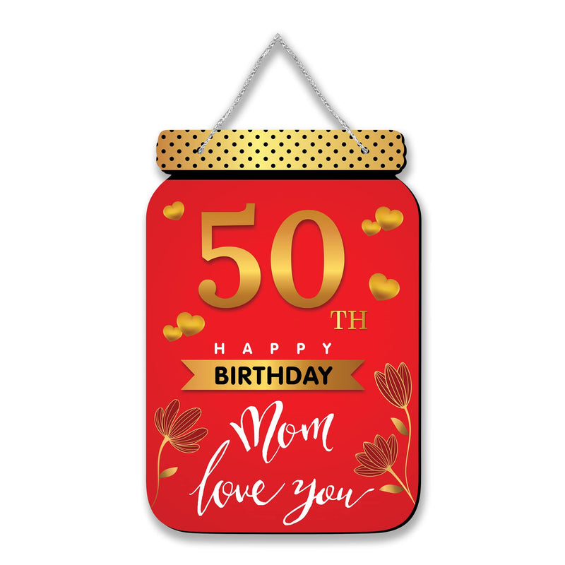 Regalocasila Beautiful 50th Golden Mom Birthday Special Wooden Wall Hanging With Birthday Wishes Quotes