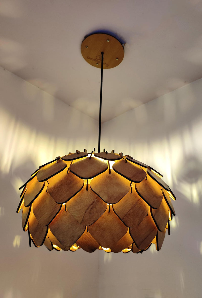 woodiography Wooden Pendant lamp, Wooden Ceiling lamp, Wooden Hanging lamp handicrafted Home decore Chandelier Light