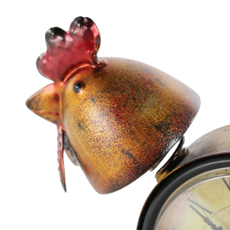 Tooarts Cute Clock Handmade Vintage Metal Figurine Mute Table Clock Practical Clock One AA Battery