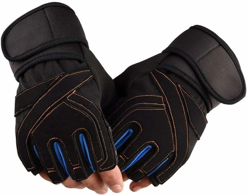 Xfinity Workout Gloves 12inch Wrist Support Anti Slip Gym Accessories for Men & Women Weightlifting, Training, Cycling - Grip Gloves for Exercise & Sport (M, Navy-Blue)