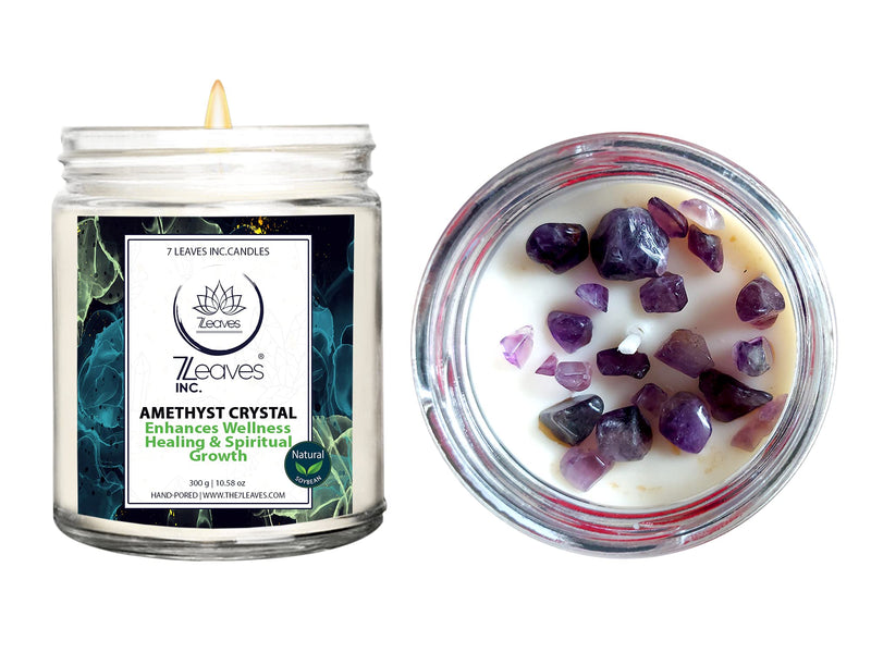 7LEAVES INC Amethyst Crystal Candle