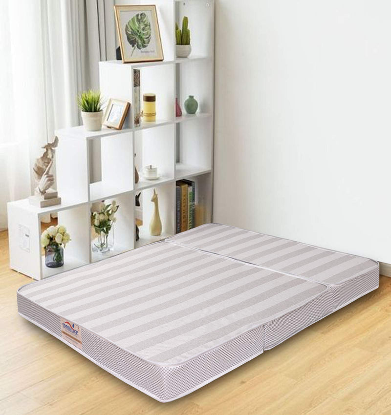 Springtek Mattresses | Soft Foam Tri-Fold Mattress | Folding Foam Pads | 4-Inch PU Foam Travel Folding Mattress | Medium Firm 3 Foldable Mattress for Travelling, Mattress Single Size | 72x36x4 Inches