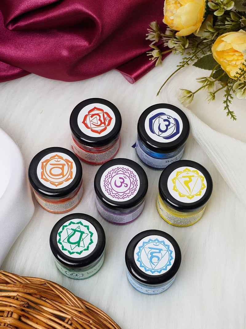 The Decor Affair 7 Chakra Candle Ensemble, Skillfully Designed for Unparalleled Aromatherapy, Chakra Healing, and Spa Rejuvenation.