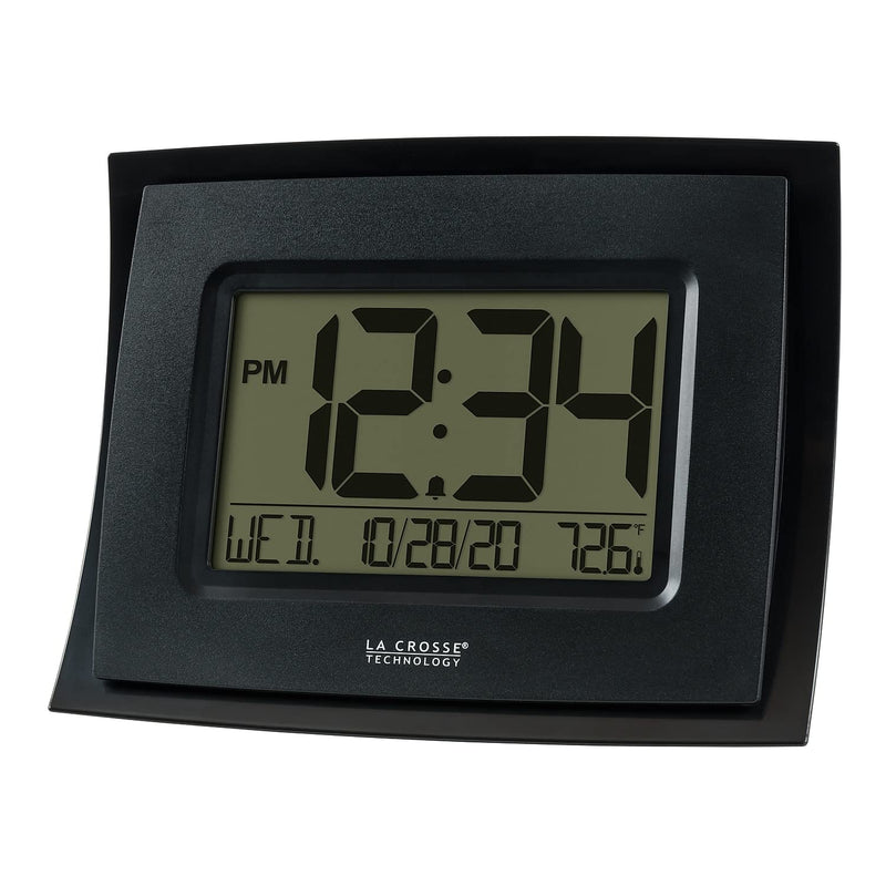 La Crosse Technology WT-8002U-B-INT Digital Black Clock with Indoor Temperature