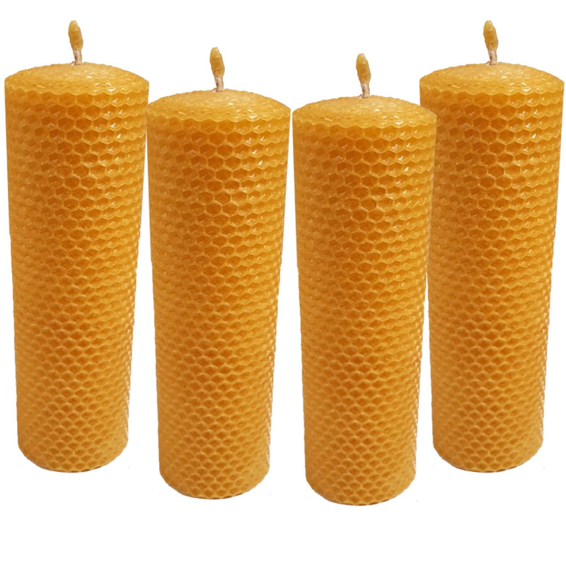 Beeswax Candles- Big Size || 7.48 inches x 1.77 inches 32 Hours% || 100 Pure Beeswax Candles. (Pack of 4)