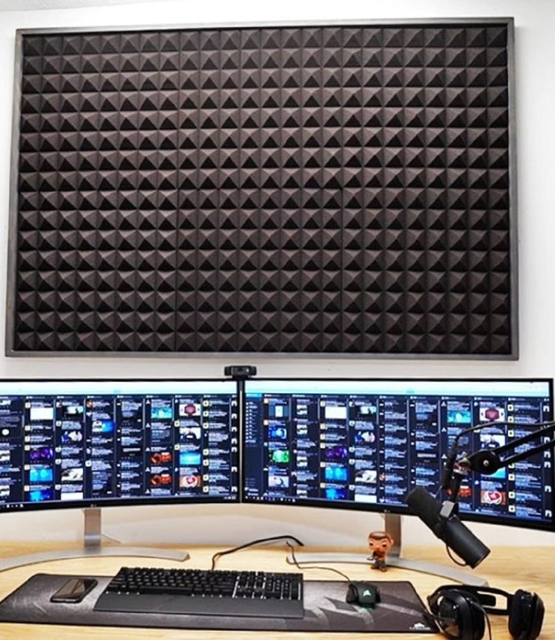 Deevine Craft Acoustic Panels, 2" X 12" X 12" Acoustic Foam Panels, Studio Wedge Tiles, Sound Panels Pyramid Soundproof Sound Insulation Absorbing Home and Office (Pack of 03, Black)