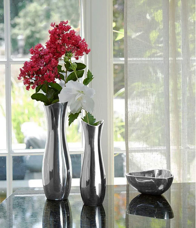 nambe Stryker Flower Vase | 9-Inch | Vases for Centerpiece Table Home Indoor Desk Décor | Mid Century Modern Style Vase for Wedding Housewarming Gift | Made of Metal Alloy