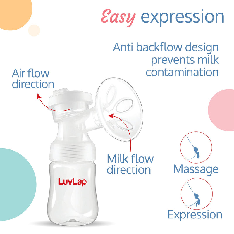 Luvlap Adore Electric Breast Pump with 2 Phase Pumping, Digital Touch Screen, Smart Memory, Dual Power Mode - USB & Battery, 2pcs Breast pads free, Soft & Gentle, BPA Free, One Year Warranty