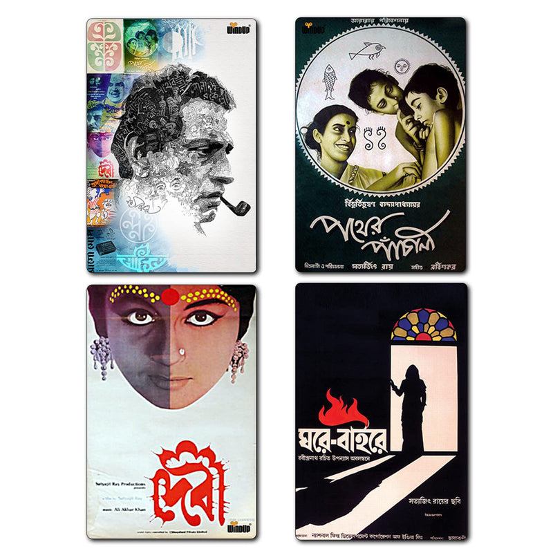 Windup Fridge Magnets Posters - Satyajit Ray Art Movie Poster Collection - 4 x 6 inch - Set of 8