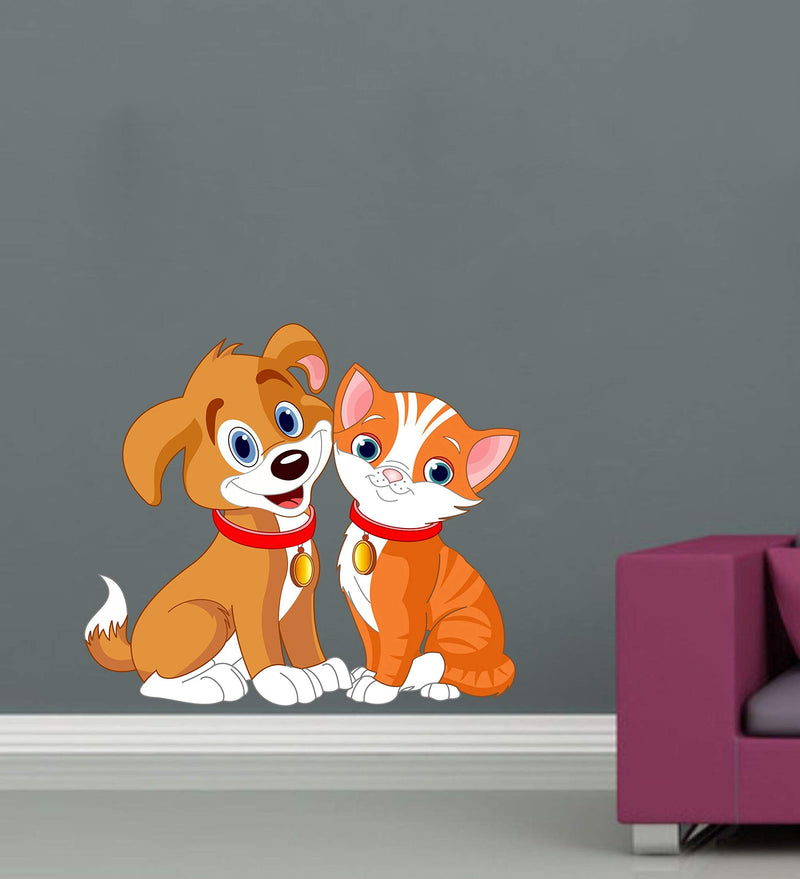 Cute cat and Dog Wall Sticker 58cm x 67cm