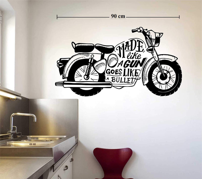 Asmi Collections Vinyl Bullet Motorbike Motivational Wall Stickers (Black, 50 x 90 cm)