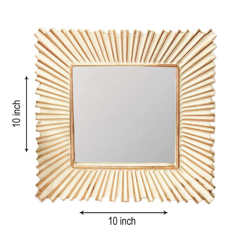 Art Street Glass PVC Wall Mirror (10 x 10 inch, Gold)