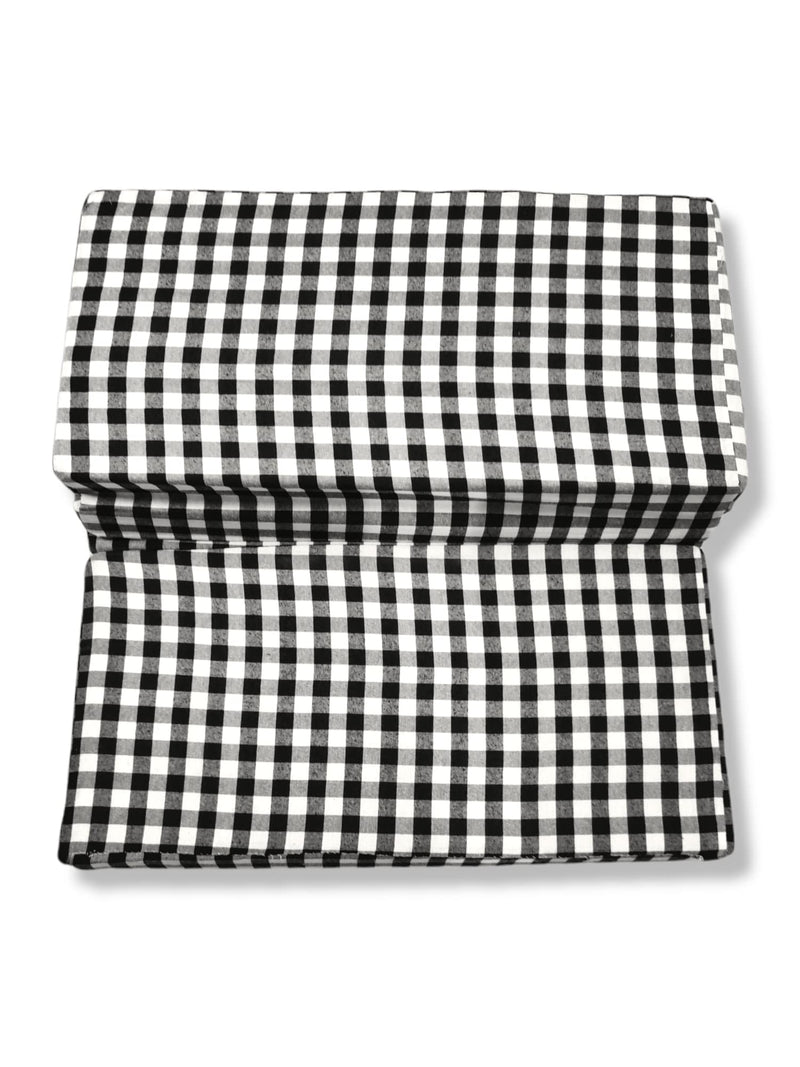 Deevine Craft 4 Fold Cotton Cover 4-inch Thick Medium Hard Firm Single Size Folding Pure White EPE Foam 4 Fold Mattress for Travel, Picnic (Black & White Gingham Plaid Check (35X72X4 Inche) 72X36X4