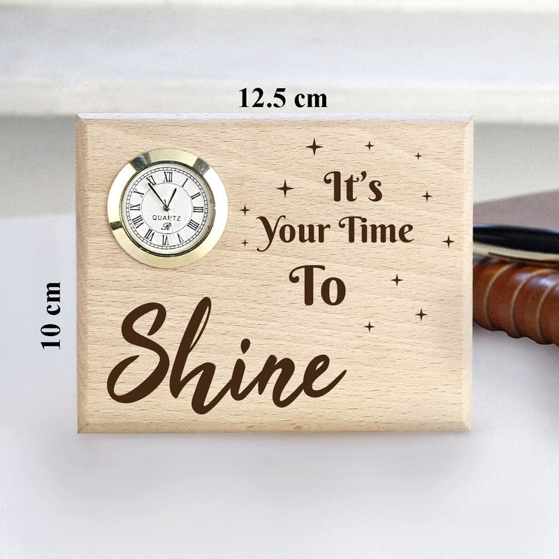 Graphicalmela Wooden Table Clock Best time/Personalized Table Clock Name Gift with Congratulation for mom dad Uncle Aunty boss Friend Office Colleagues Boyfriend Girlfriend Sister