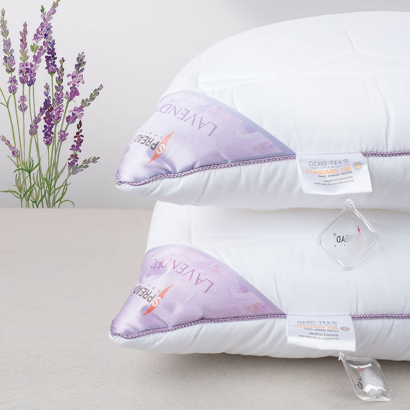 SPREAD SPAIN® Lavender Suede Fabric Pillow with Micro Fiber Filling Pillow, Perfect for Side Sleepers, Back and Stomach Sleepers (45 x 68 cm, White, Pack of 1)