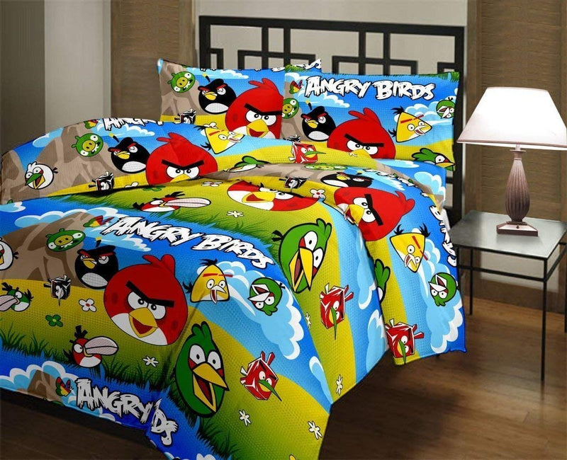 CK CREATION 100% Reversible Single Bed Dohar Combo Microfiber, Polycotton Set of 2 Pc Angry Bird and Blue doremon