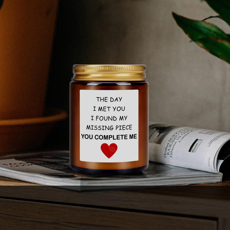 The Day I Met You I Found My Missing Piece, Valentine's Day Wedding Romantic Marriage Gifts for Wife from Husband, Wife Birthday Christmas Gifts, Lavander Scented Candles