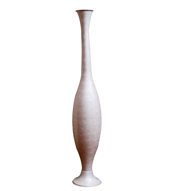 Alnico Decor Metallic White Big Corner Flower vase - 31 Inch