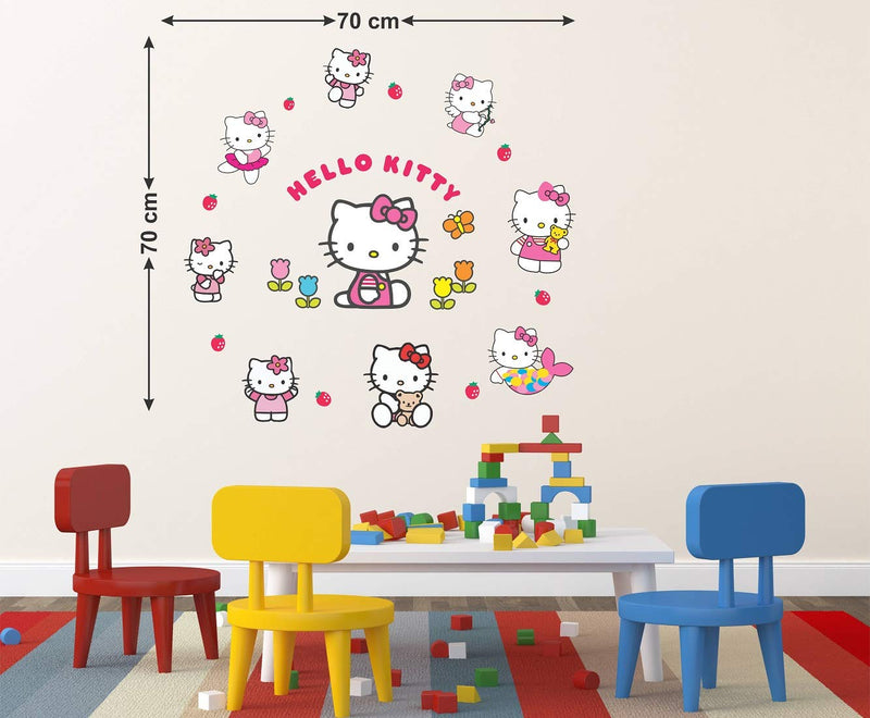 Wallzone Hello Kitty Printed Vinyl Wall Sticker for Kids Room/Bedroom/Dining Hall| Wall Sticker for Home Decor (Medium, 70 cm x 70 cm)