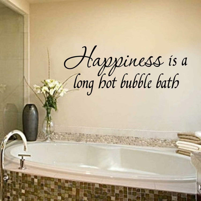 GADGETS WRAP Happiness is a Long Hot Bubble Bath Bathroom Quotes Decal Shower Stickers Sayings Tub Lettering Funny Quote for Bathroom Decoration