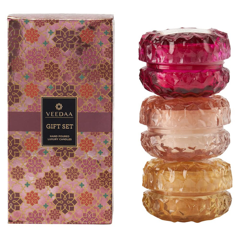 VEEDAA Crystal Glass Trio Candles Gift Set (Style 1)