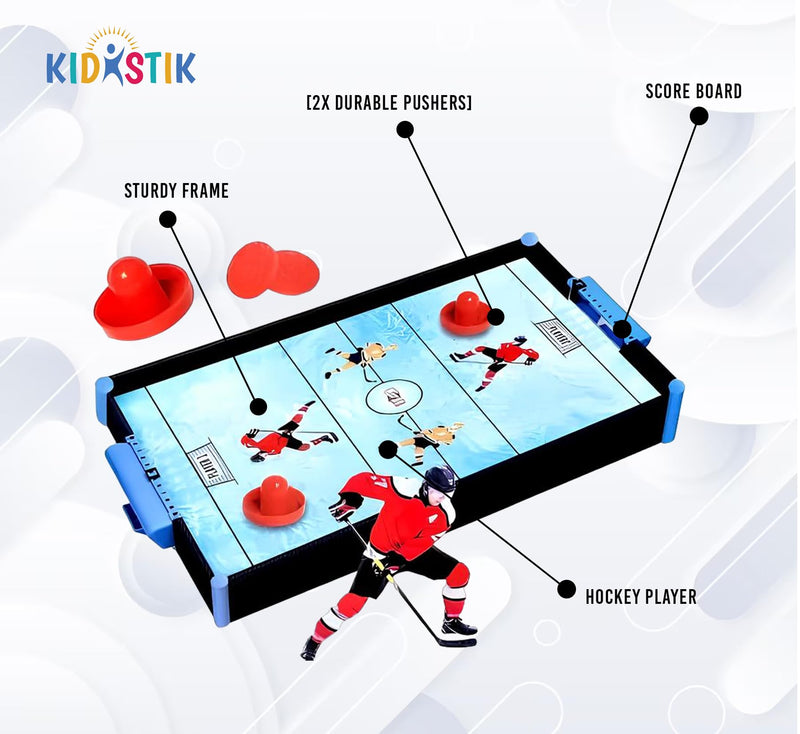 Kidistik Wooden Ice Hockey Fun Game Table Mini Tabletop Air Hockey Game for Kids/Adults (Non-Electric)