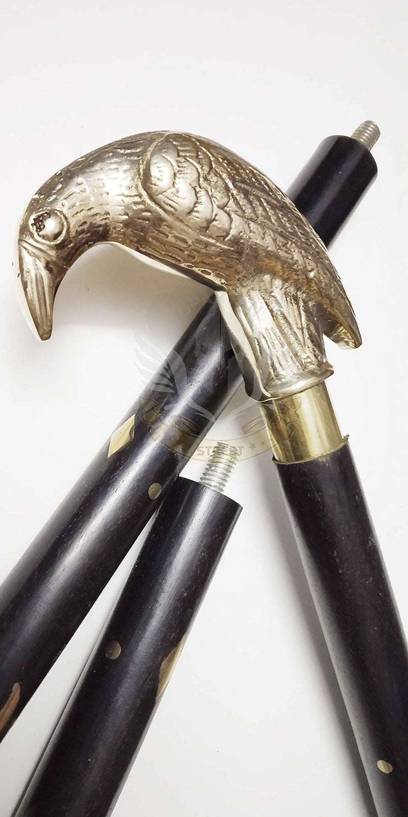 Spartan Street Brass Eagle Replica Handle Wooden Crafted Work Black Wooden Shaft Walking Cane