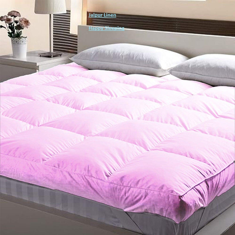 Jaipur Linen 3000 GSM Large Twin Size Bed Finest Imported Super Microfiber Soft Mattress Padding/Topper-(48 * 75in)-Pink