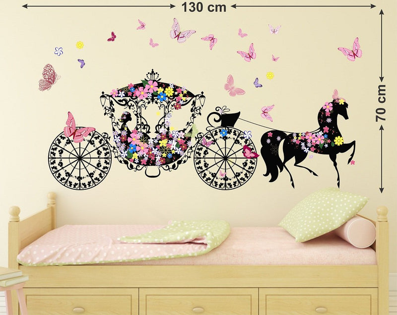 Wallstick Flower Girl with Horse wallstickers (Vinyl 130 cm x 70 cm)