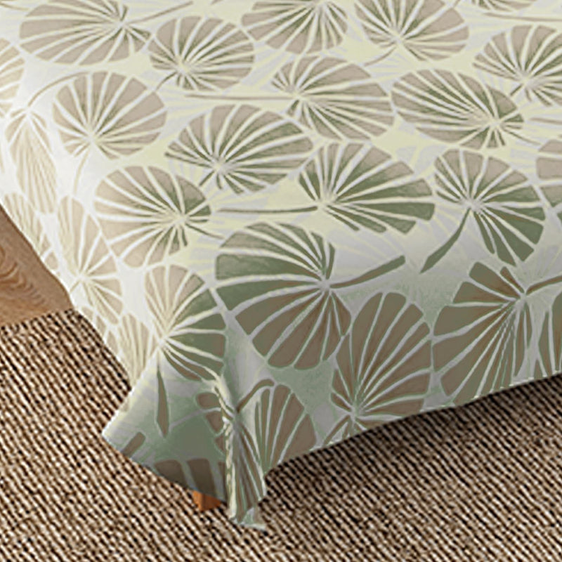 HOKIPO Cotton Feel Brushed Microfiber 145 GSM Printed Bedsheet for Single Bed, 60 x 90 inches with 1 Pillow Cover, Tropical Leaves Cream (IN-772-D1)