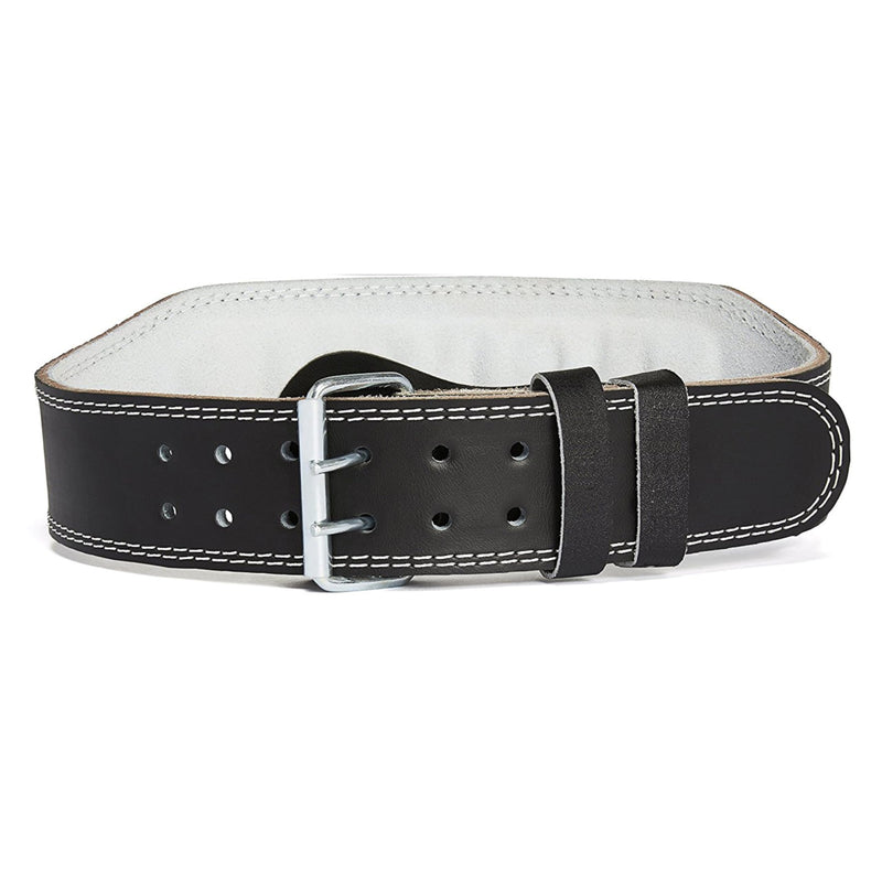 Amazon Brand - Symactive Weight Lifting Leather Gym Belt - Large | Padded Back Support (Black)