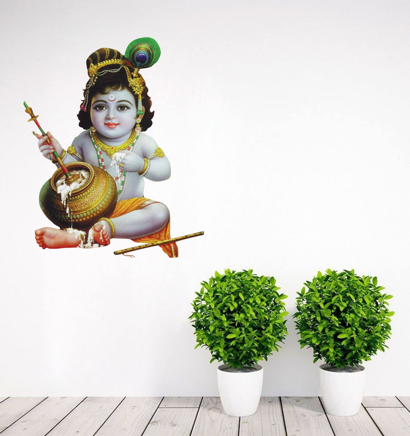 Delight Art Little Shree Krishna Design Wall Sticker Size - (56 * 47) cm Model id - (DAMC00692L)