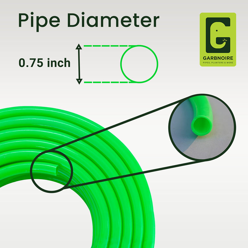 Garbnoire 10 Meter 0.75 Inch PVC Perot Green Water Pipe| Lightweight, Durable & Flexible| Accessories With Hose Connector & Clamps| Watering Garden, Cleaning, Outdoor-Indoor Use (10 Meter, 32.80 FT)