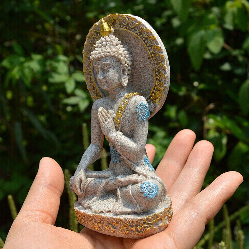 Acxico Thai Buddha Statue Resin Sandstone Yoga Meditation Zen Sculpture Sculpture Home Decoration Feng Shui Decoration