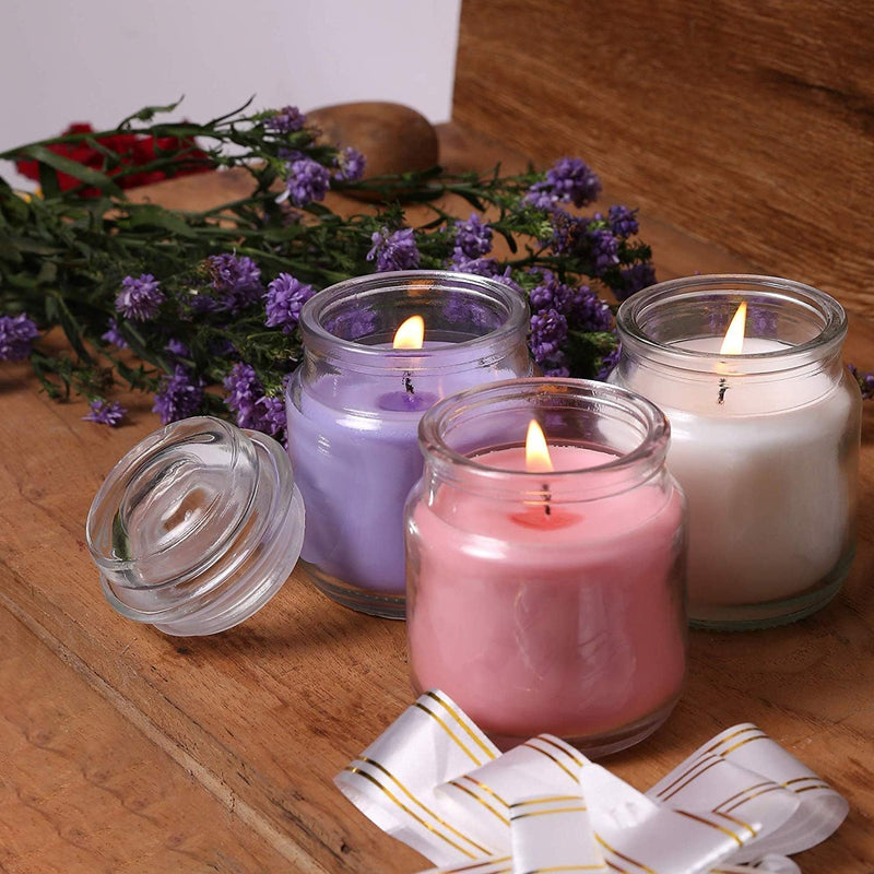 Wax Jar Candle, Pack of 3, Rose;Jasmine;Lavender, 6 x 8.9 cm