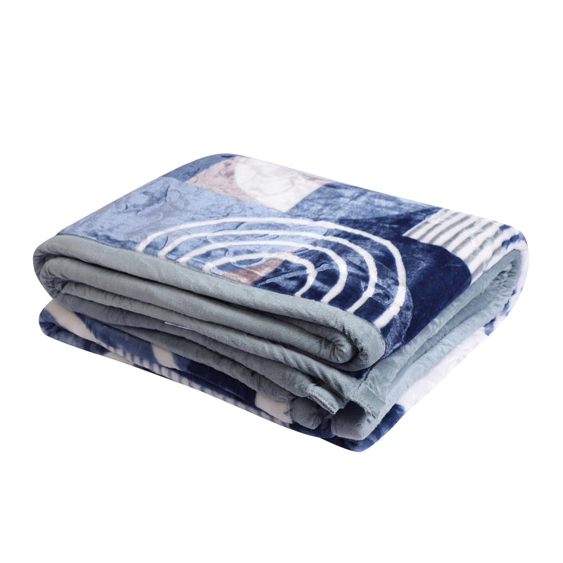 Nivasam Urbana Cloudy Mink Fleece Winter Blanket - Super Soft & Warm King Size Double Bed Blanket 5.4Kg (Abstract Blue)