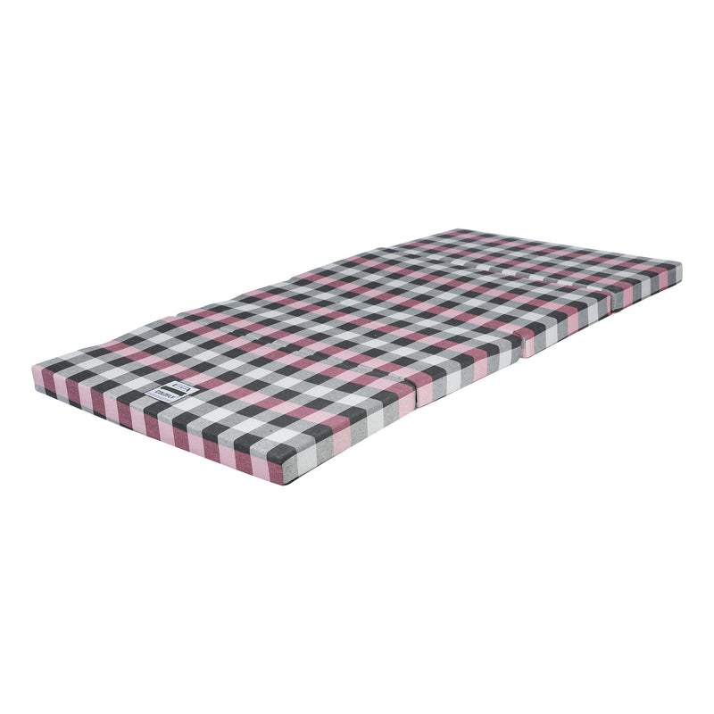 COLOFLY 3 Inch Dual Comfort Reversible Foldable UHD Foam Single Bed Mattress (4 Fold, Pink Multicolor)