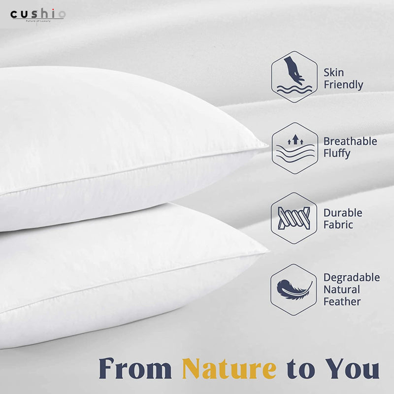 Cushio® Premium Microfibre Pillow (Pack of 1) Supreme Comfort for a Restful Sleep, Sleep Position, Standard Size 24 x16 Inches