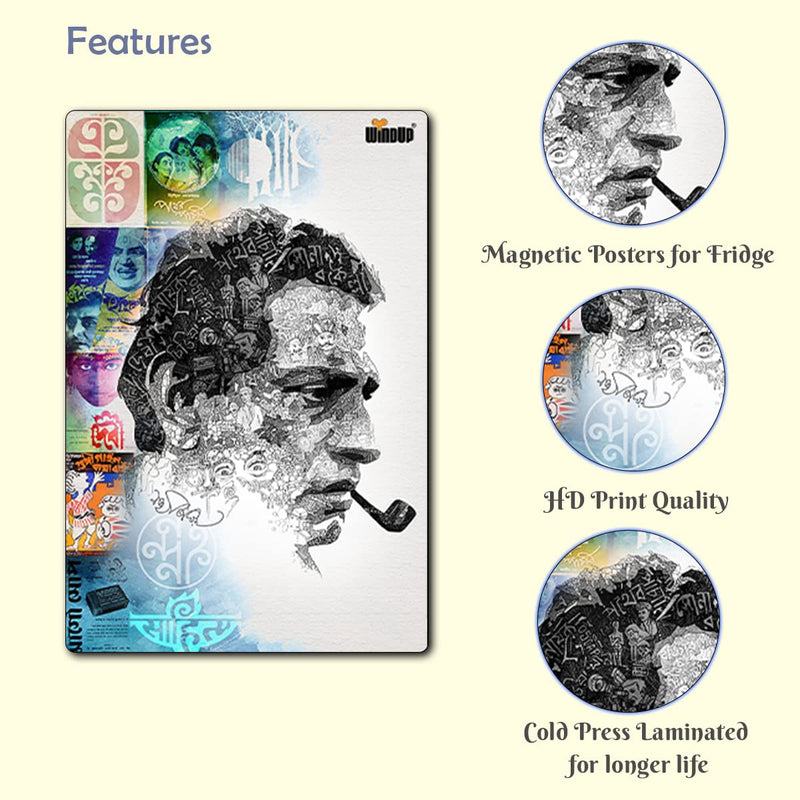 Windup Fridge Magnets Posters - Satyajit Ray Art Movie Poster Collection - 4 x 6 inch - Set of 8