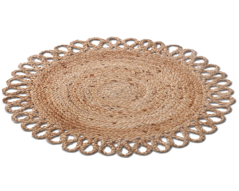 Kuber Industries Hand Woven Carpet Rugs|Natural Stitch Braided Jute Door mat|Round Shape Mat for Bedroom,Living Room,Dining Room,Yoga,60x60 cm,(Brown)