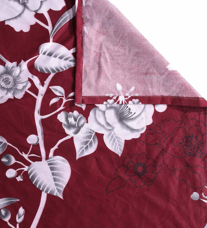 GreenElephant Floral Print Double Bed Bedsheet, 90 x 100 Inches, 210 Thread Count Cotton Blend Flat Sheet, Includes Pillow Covers, Red Silhouette Floral Print