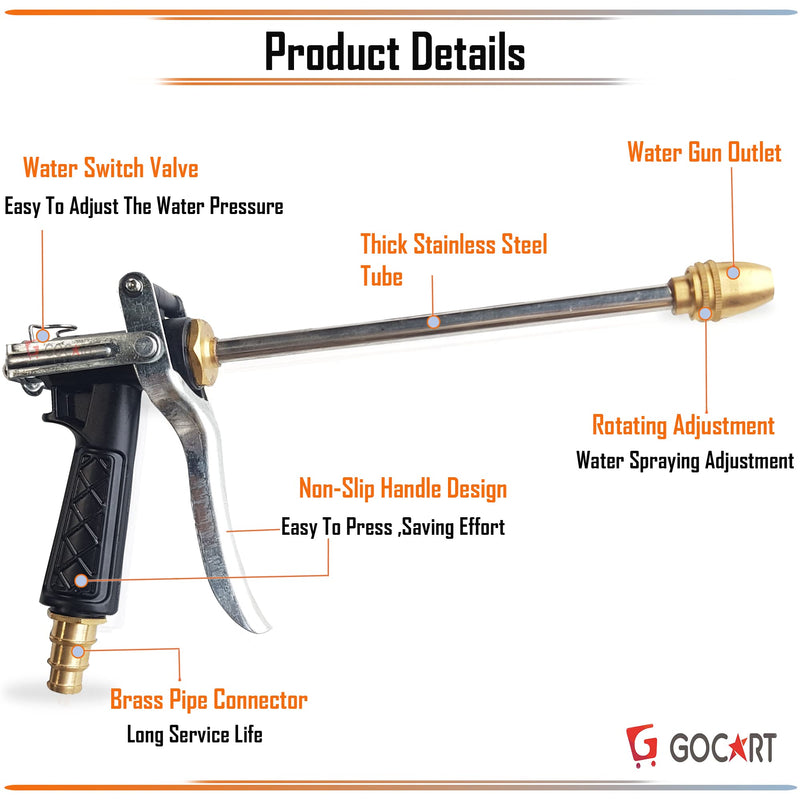 GOCART WITH G LOGO High Pressure Brass Nozzle water sprayer Car/Bike/Gardening Wash