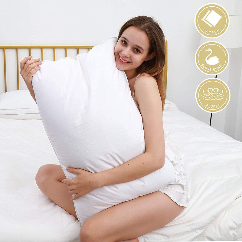 CRAZY WORLD Microfiber Bed Pillow for Sleeping - Down Alternative Ultrasoft Cotton Washable Pillow with plain Gusset- pack of 2 (White)