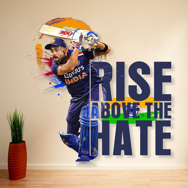 Design Zoo Virat Kohli Rise Above The Hate Wall Sticker (Size :- 61 X 51 cm)