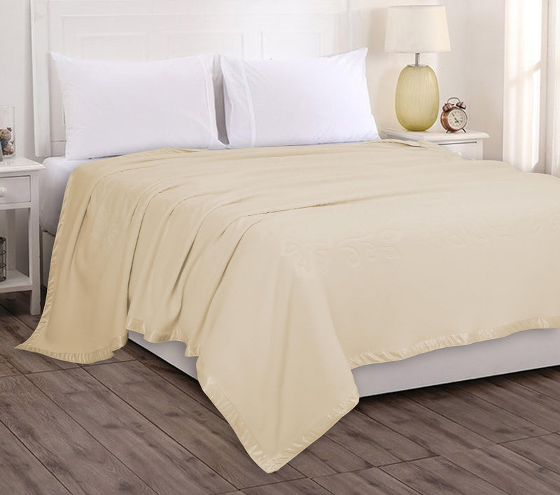 BSB HOME® True North Luxury Micro Fleece Blanket for Single Bed (60 x 86 inches) |Ultrasoft & Lightweight Antipilling Blanket with Satin Piping Border - 250 GSM |Double - 152x220 cms|Beige