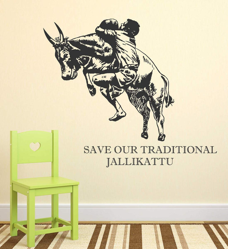 Tuffuk Save Jallikattu Large Vinyl Wallstickers for Home Decorations(80 cm x 70 cm)5TZ043