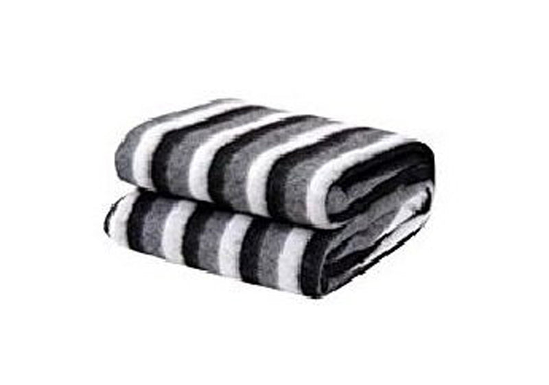 Spangle Black & White Striped Polar Fleece Blanket Single Bed Pack of-2