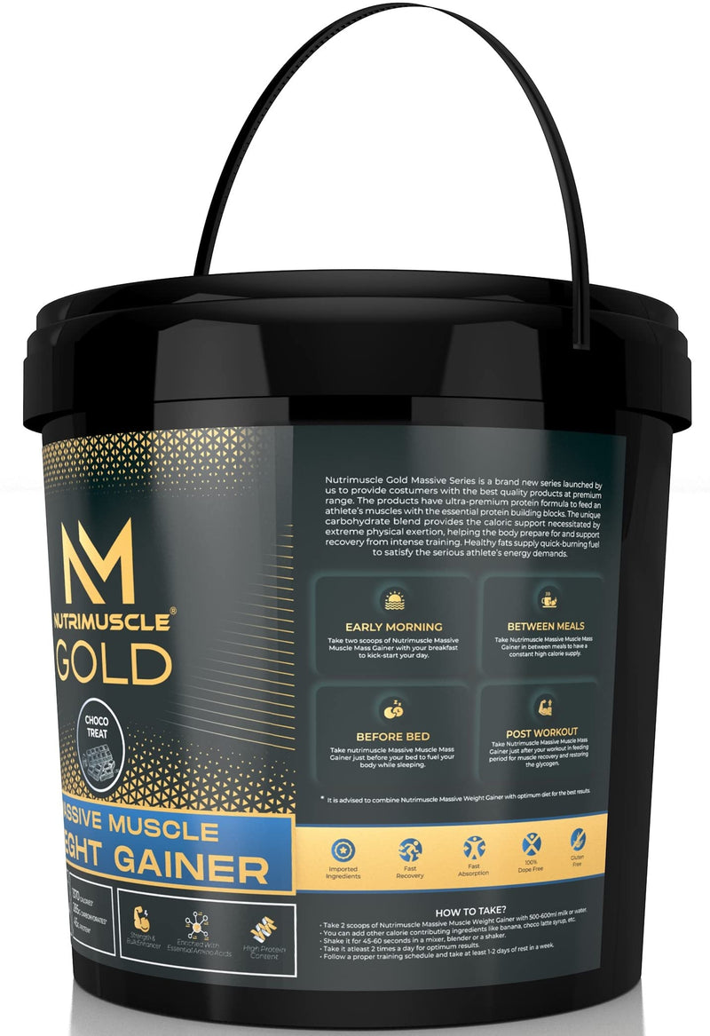 NutriMuscle Massive GOLD Weight Gainer - 12 Lbs - 5.44 Kgs - Choco Treat